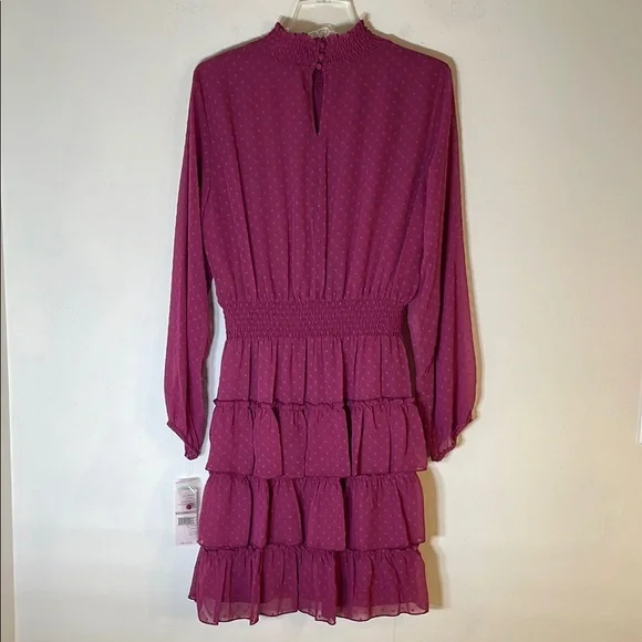 NWT. Nanette Lepore 12 Raspberry Radiance High Neck Long Sleeve Dress. - Picture 10 of 12
